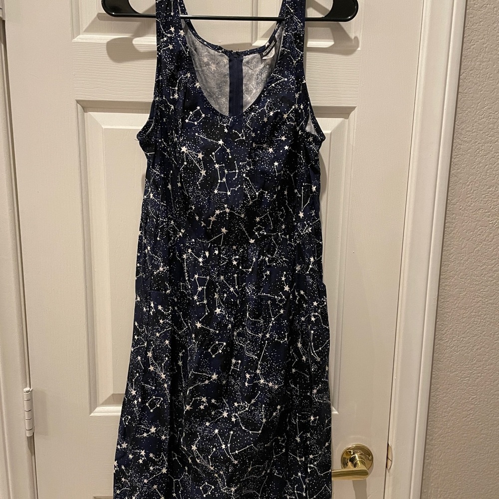 Cute constellations dress with pockets! Dark blue with white stars.